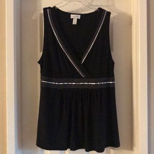 Soft AnnTaylor Loft top sz XL, black w/silver trim